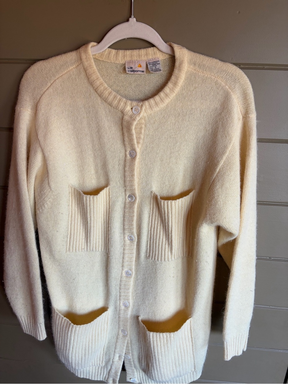 Vintage Liz Claiborne Cream Button-Up Women's Cardigan